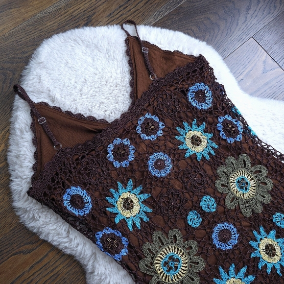 Vintage Y2K Siren Mermaidcore Fairy Beaded Crochet Midi Dress - Picture 9 of 10